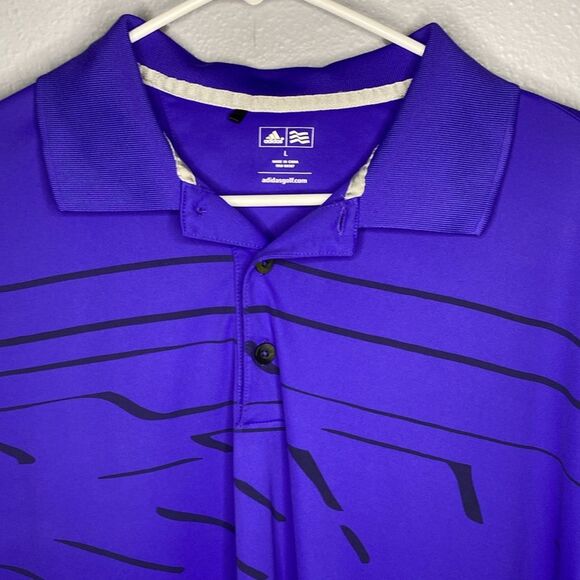 Adidas Golf Purple Black Button Up Polo Size Large - Picture 2 of 10